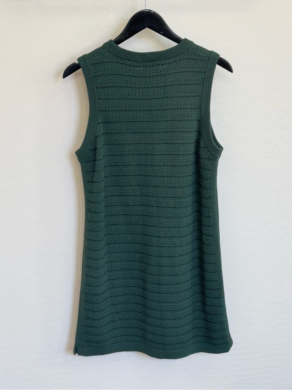 Varley Mindy Contrast Stitch Knit Shift Mini Dress Cilantro Green Medium EUC - Picture 3 of 6